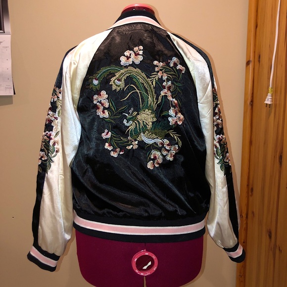 SATIN REVERSIBLE BOMBER JACKET - Picture 1 of 5